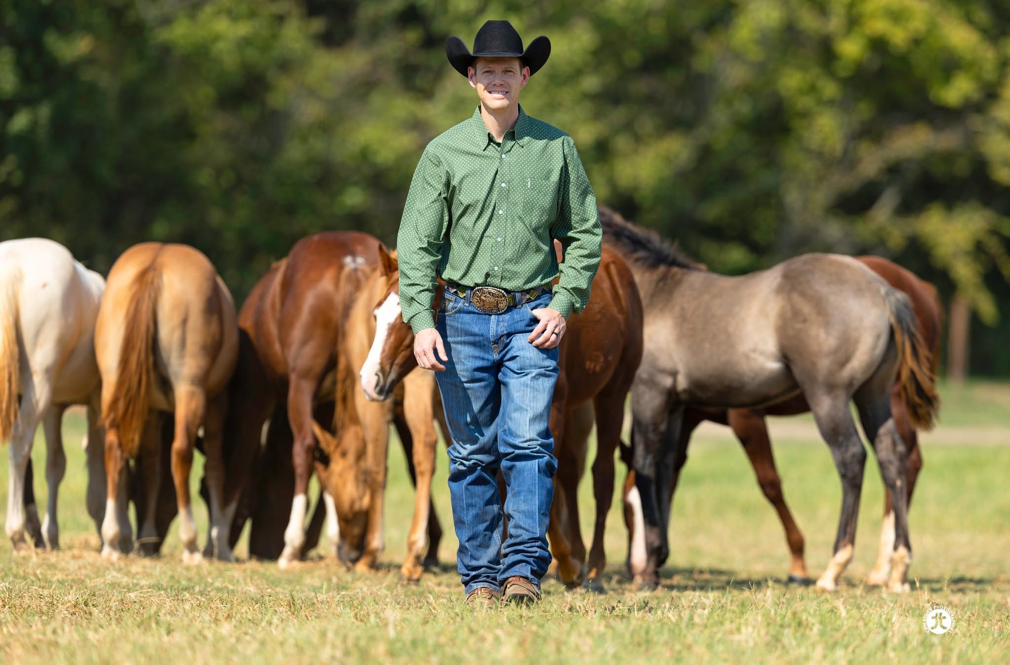 Gabe Hutchins with the recipient herd